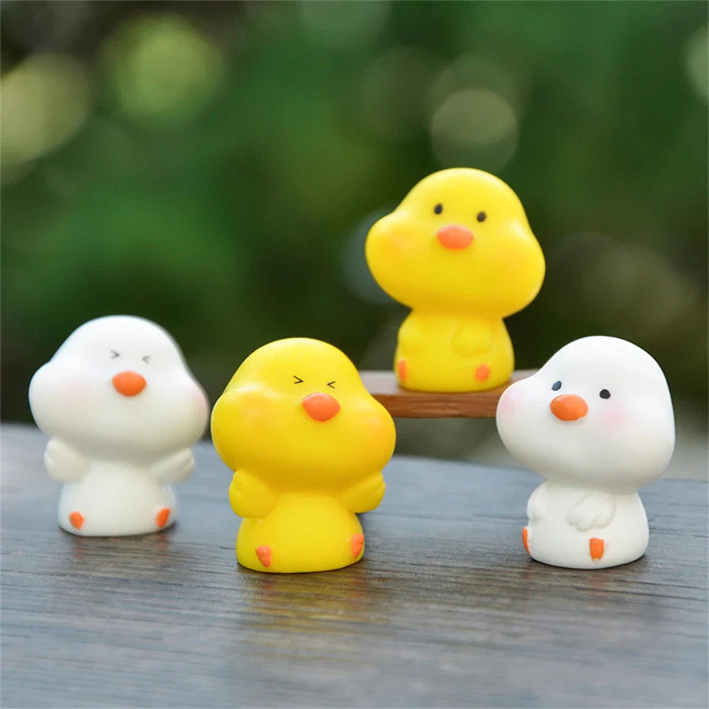 Afralia™ Mini White Yellow Chick Resin Fairy Garden Ornament for Doll House Decor