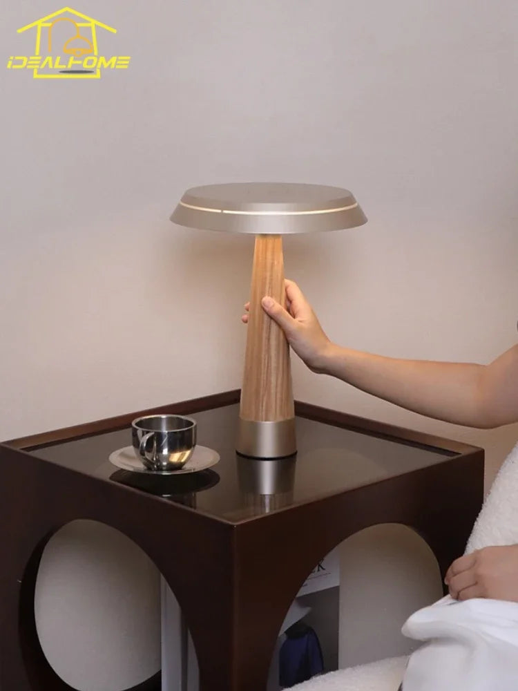 Afralia™ Ceil Solid Wood Table Lamp with Touch Switch - Modern LED Lighting
