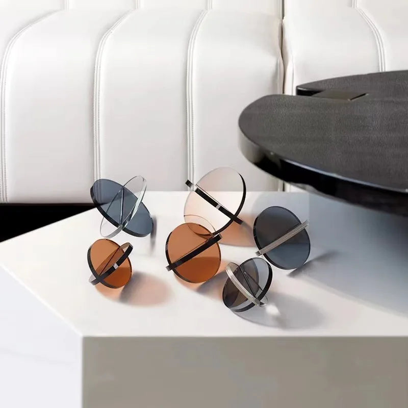 Afralia™ Intersect Glass Ball Semicircle Decoration - Transparent Geometric Home Decor