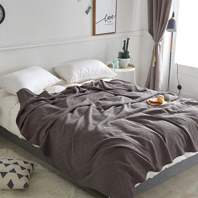 Afralia™ Cotton Waffle Towel Quilt Single Blanket for Office & Picnics