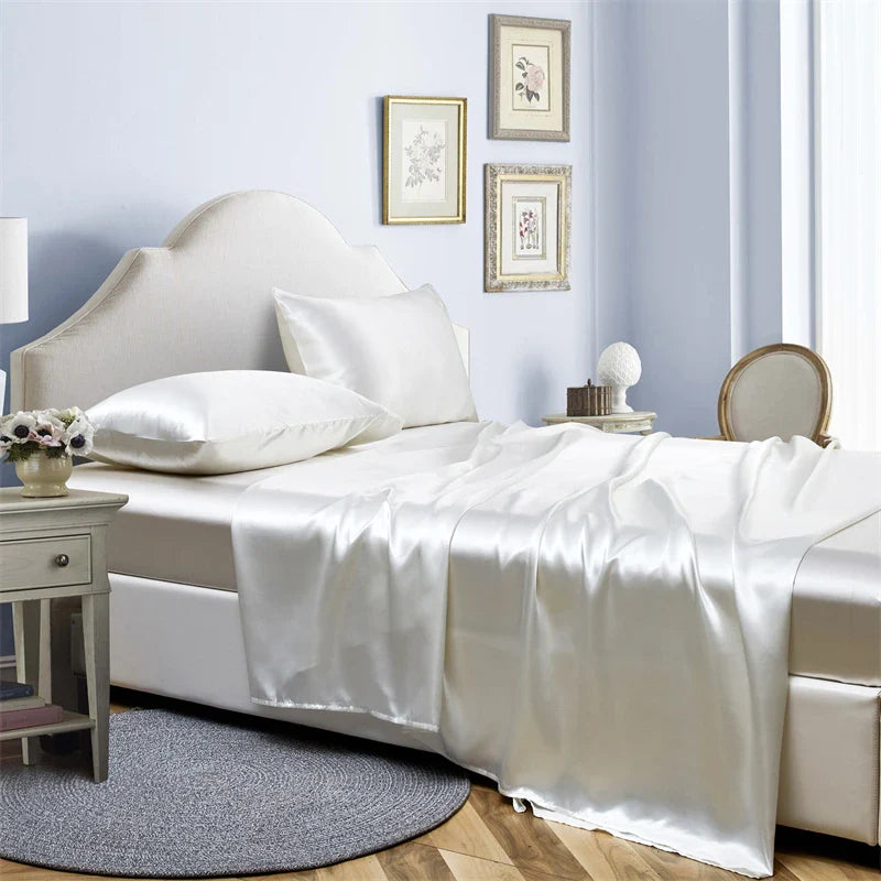 Satin Luxury Bed Sheet Set by Afralia™: Soft Silky Sheets for King/Queen Size Bed