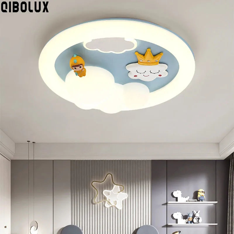 Afralia™ Kids Ceiling Light: Minimalist Pink Blue Lamp for Bedroom or Living Room