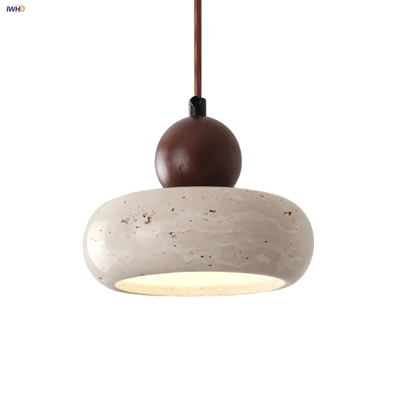 Afralia™ Yellow Travertine LED Pendant Lamp Nordic Modern Hanging Light Fixtures
