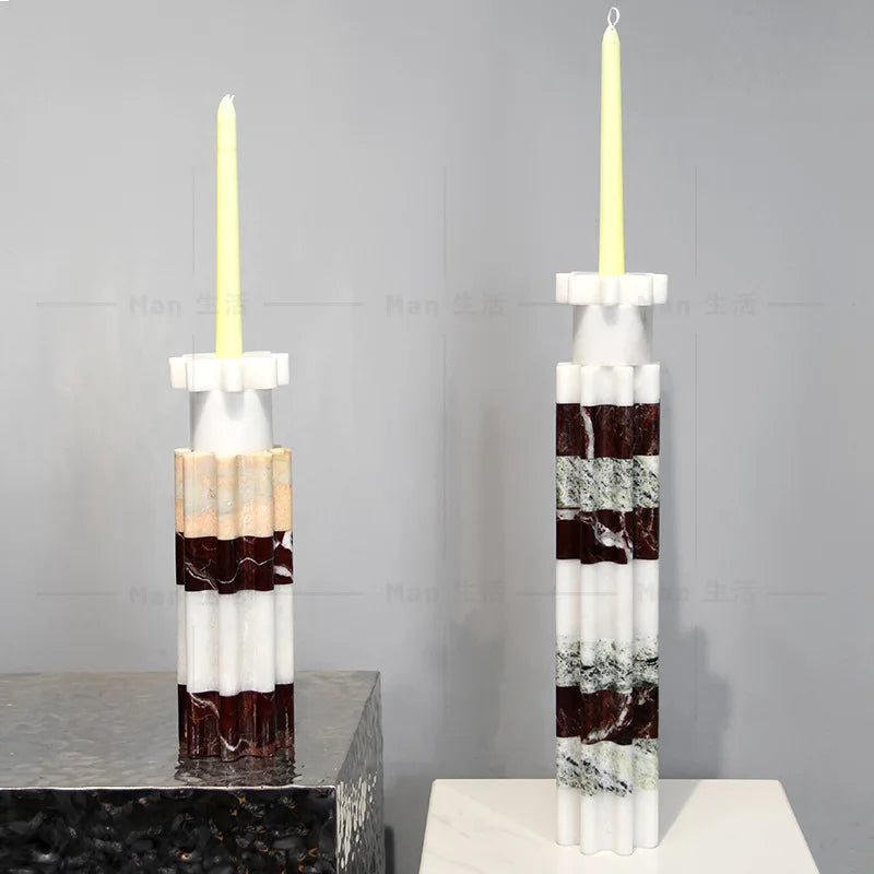 Afralia™ Marble Taper Candle Holders for Elegant Table Centerpiece or Home Decor