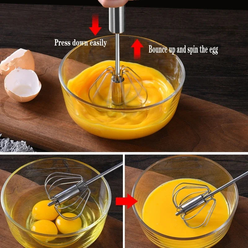 Afralia™ Hand Pressure Stainless Steel Egg Beater Whisk Mixer Kitchen Cooking Tools