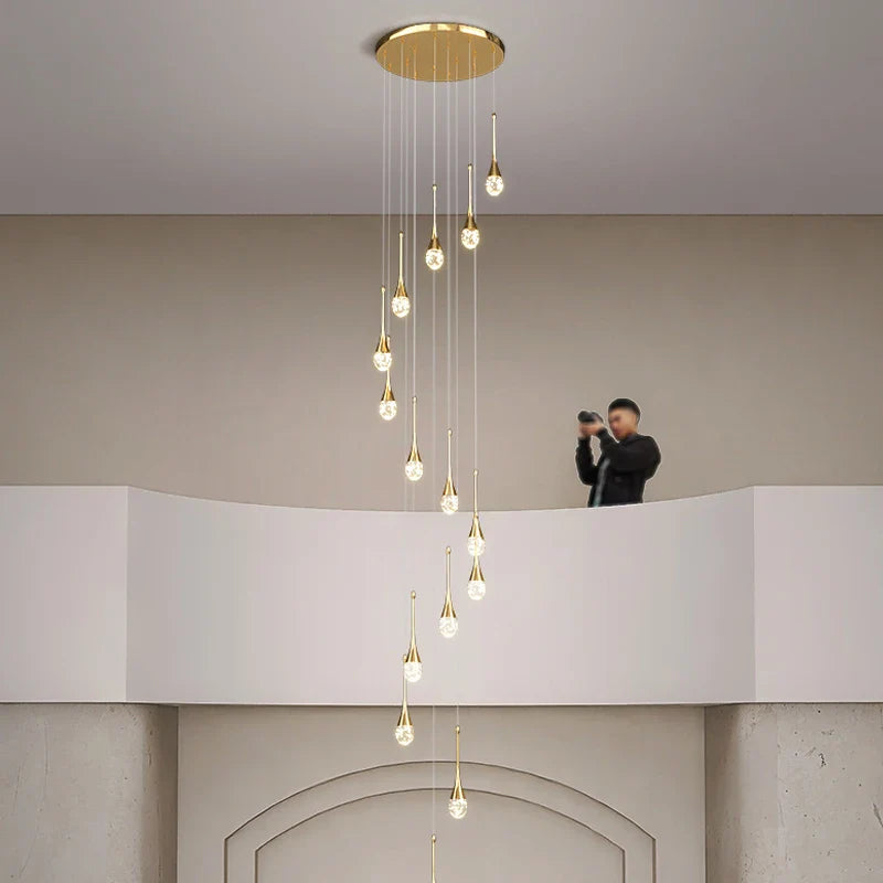 Afralia™ Crystal Bubble Chandelier for Living, Dining, Bedroom - Modern Stairwell Design