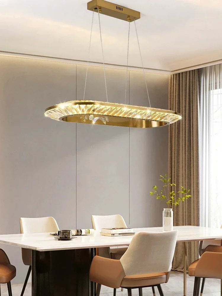 Afralia™ LED Crystal Chandelier for Elegant Room Decor, Flying Disc Ring Ceiling Light
