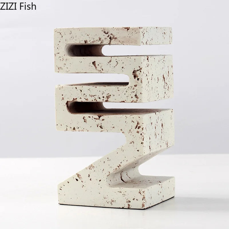 Afralia™ Modern Geometric Resin Sculpture Desk Decoration for Aesthetic Room Decor