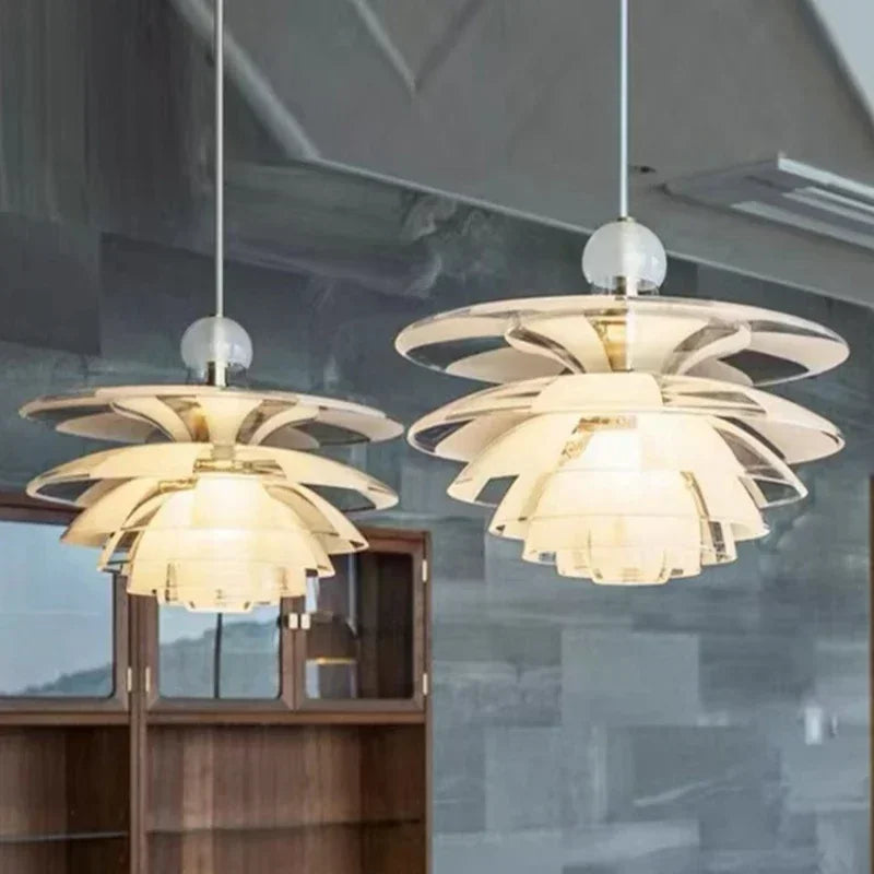 Afralia™ Glass Pine Cone Pendant Chandelier for Living Room Restaurant Bedroom Kitchen