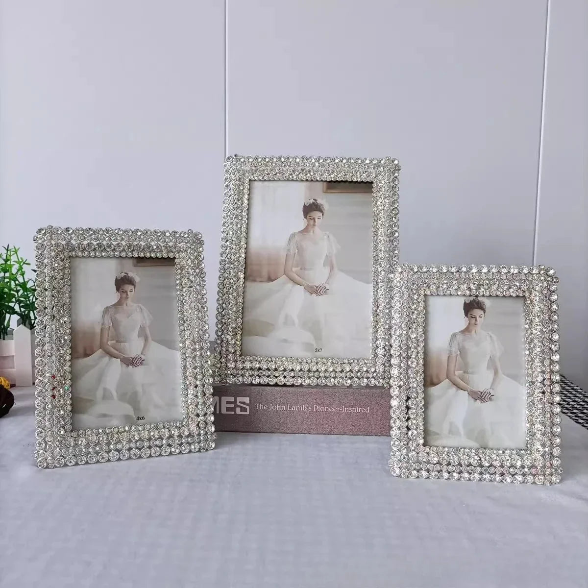 Afralia™ Diamond Metal Picture Frame: Fashionable Desktop Décor & Birthday Gift