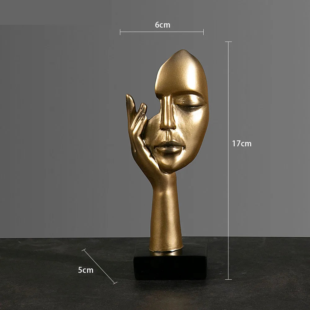 Afralia™ Resin Abstract Mask Statues Mini Figurines for Home Office Decor