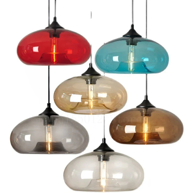 Afralia™ Glass Pendant Lamp: Nordic Modern Industrial LED Fixture for Kitchen and Restaurant