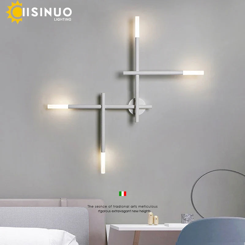Afralia™ Nordic Black LED Wall Lamp: Multi Arms Bedside & Living Room Indoor Lighting