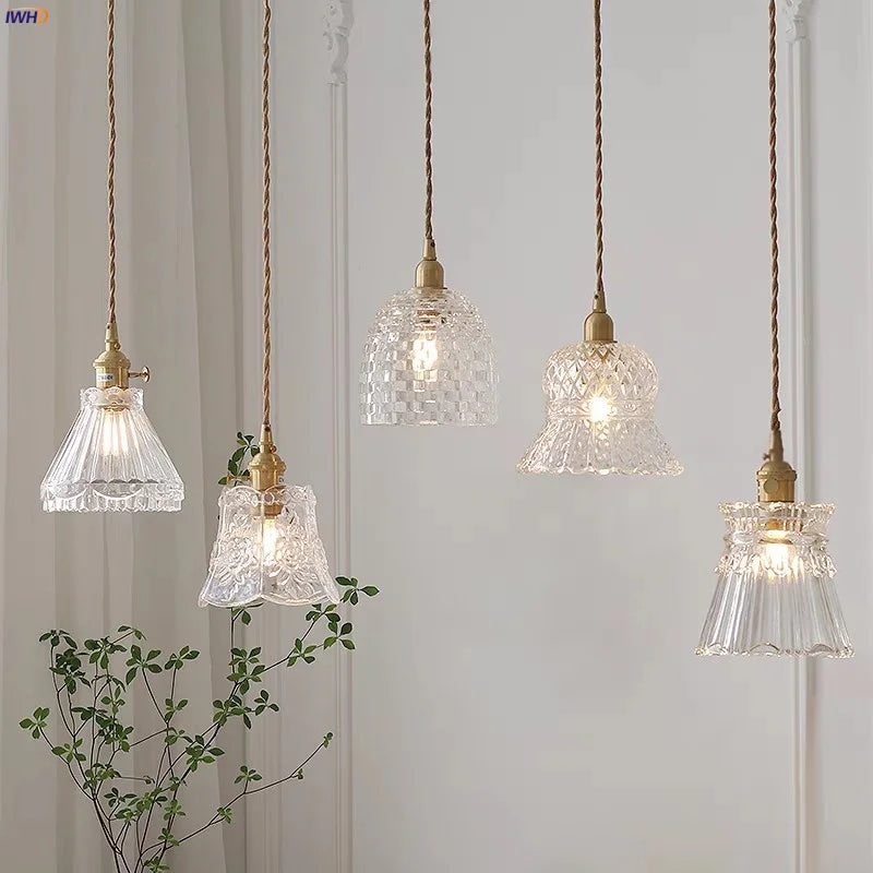 Afralia™ Flower Glass Pendant Light: Modern Nordic LED Hanging Lamp for Living & Dining Room