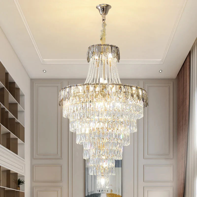 Afralia™ Crystal Chandelier Art Living Room Lighting for Duplex Buildings and High-End Restaurants