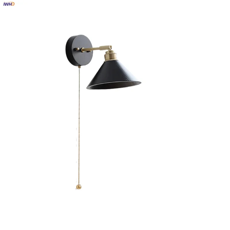 Afralia™ Black Wood LED Wall Sconce Rotatable Stair Light, Modern Nordic Design