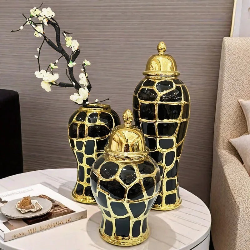 Afralia™ Plaid Can Checkmate Jar: Stylish Ceramic Vase & Sealed Storage Tank