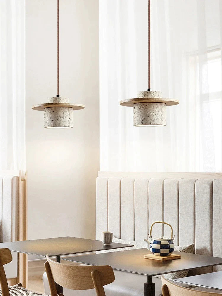 Afralia™ Vintage Stone Wood Cream LED Bedroom Chandelier for Home Room Decor