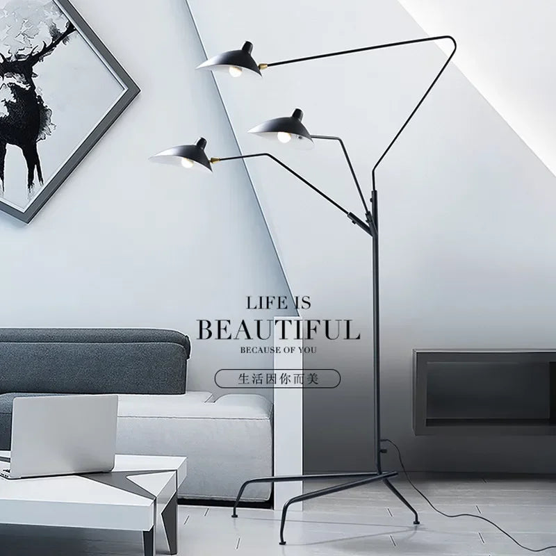 Afralia™ Adjustable Arm Floor Lamp: Japanese Ceiling Light for Industrial Loft Decor