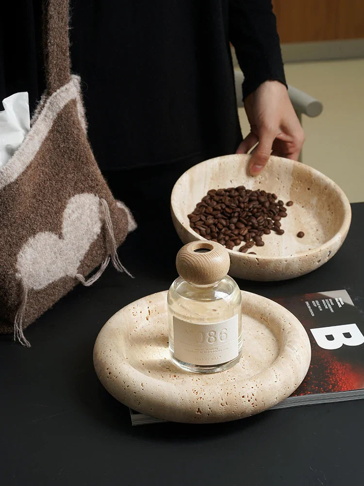 Afralia™ Marble Round Tray: Elegant Serving Dish, Fruit Bowl, Coffee Table Decor