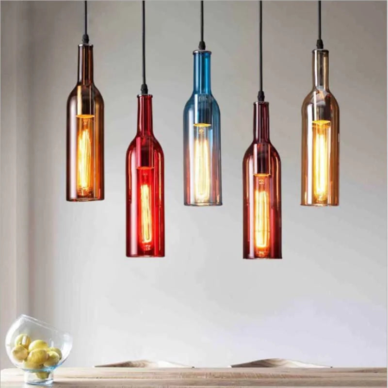 Afralia™ Nordic Wine Bottle Pendant Light LED Chandelier for Home Decor