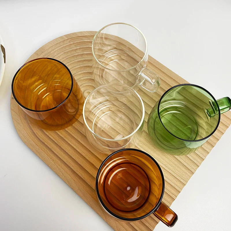 Afralia™ Glass Coffee Mug: Colorful, Durable, Heat Resistant Cup for Tea, Juice, Milk
