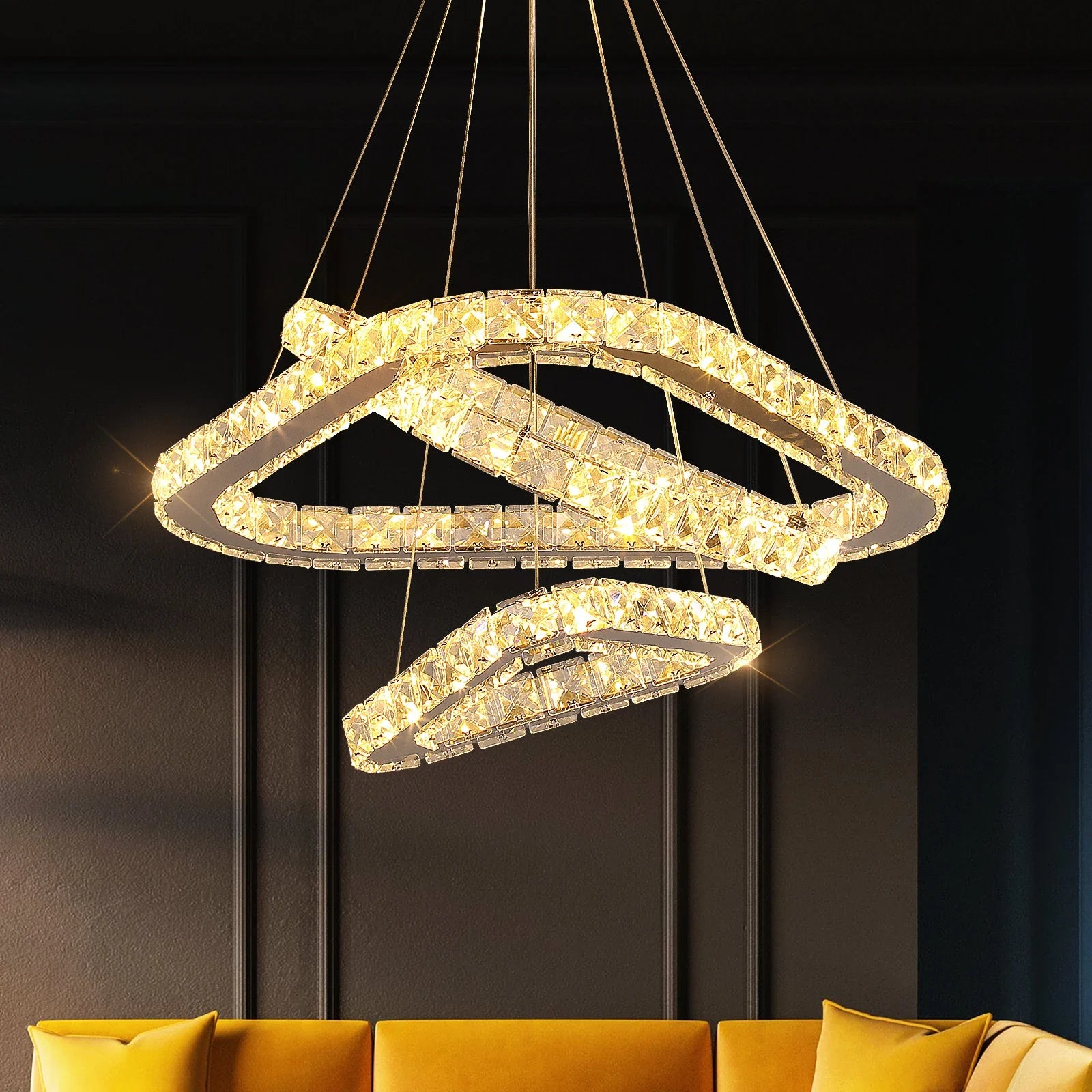 Afralia™ Crystal LED Pendant Chandelier, Modern Nordic Ceiling Lamp for Living and Dining Room