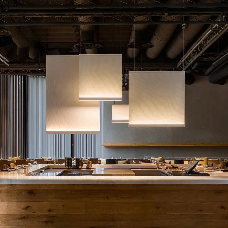 Afralia™ Square Knit Fabric Pendant Light Fixture for Dining Room and Kitchen