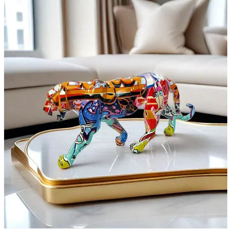 Afralia™ Modern Resin Leopard Figurine for Chic Home Decor & Office Accents