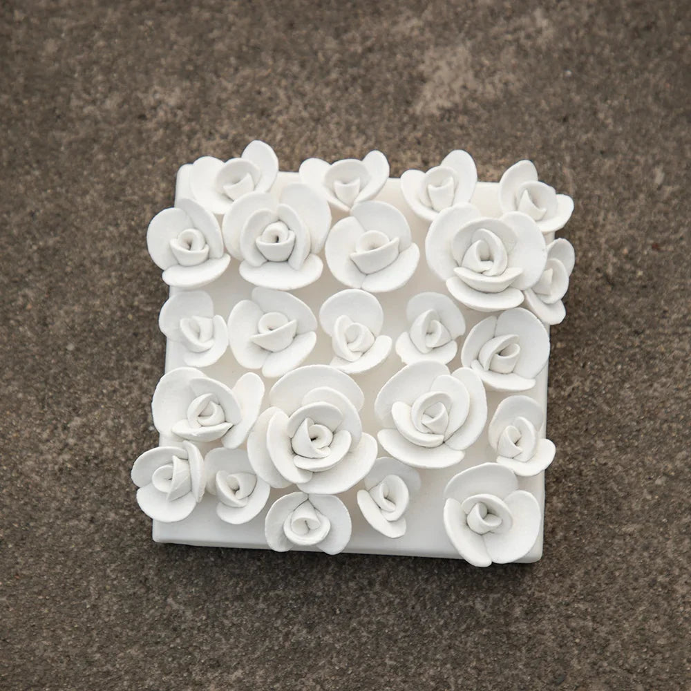 Afralia™ Petal Pendant Embossed Rose Wall Decoration Handmade Ceramic Adornment
