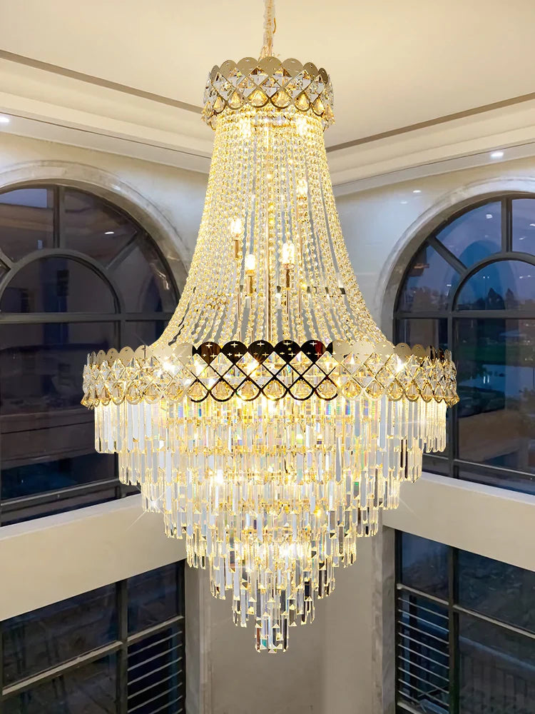Afralia™ Crystal Chandelier: Luxury Villa Living Room Hotel Lobby Ceiling Light Fixtures