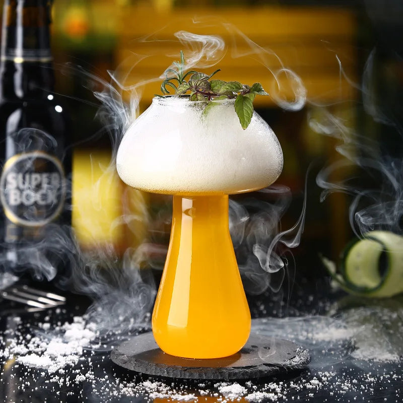 Afralia™ Mushroom Design 380ml Glass Cocktail Wine Cup for KTV Bar Night Party