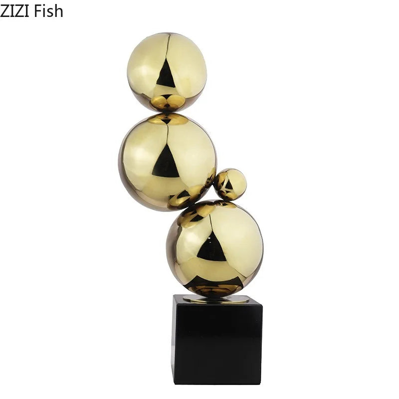 Afralia™ Geometric Metal Sculpture Desk Decor for Room Aesthetics