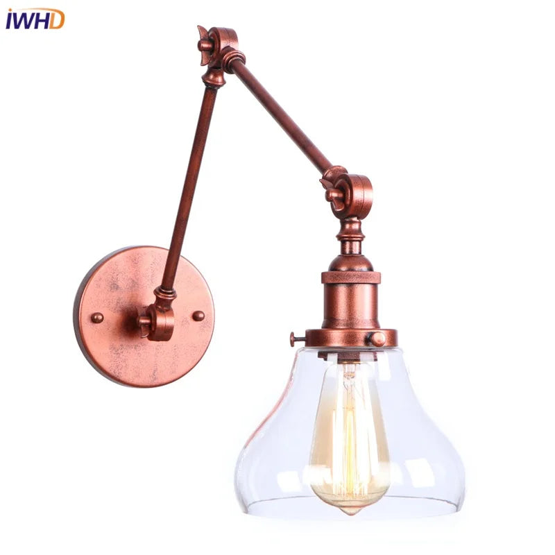 Afralia™ Vintage Loft LED Wall Light: Retro Industrial Glass Lamp for Living Room