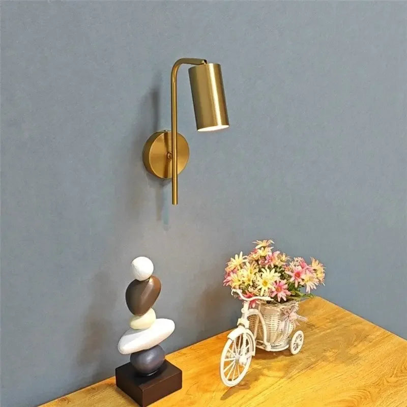 Afralia™ Golden LED Reading Wall Lamp, Modern Minimalist Bedside Wall Light