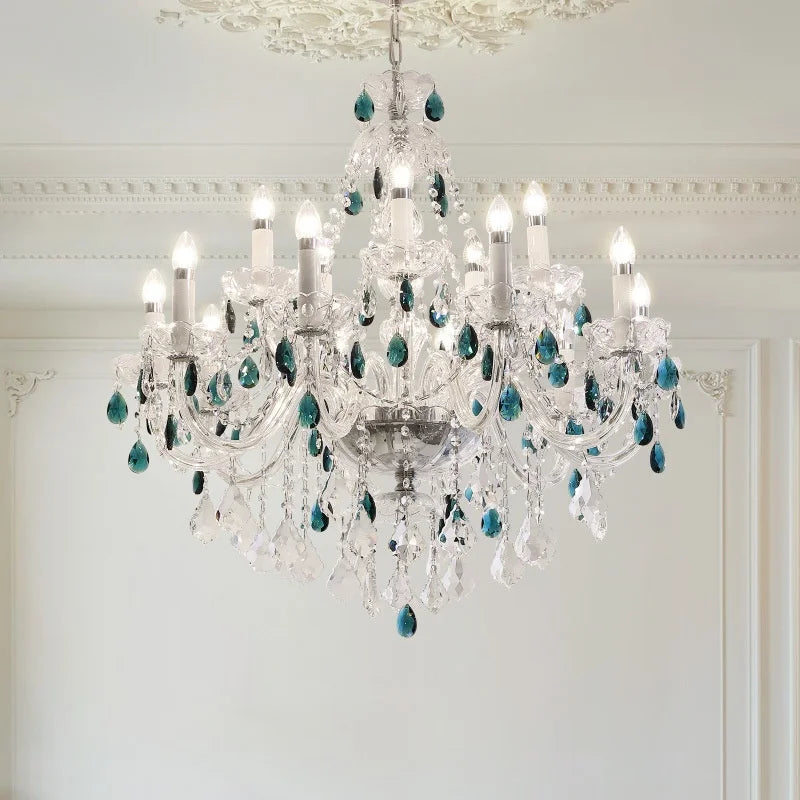 Afralia™ Blue Crystal Chandelier: Luxury E14 Pendant Lights for Living Room and Bedroom