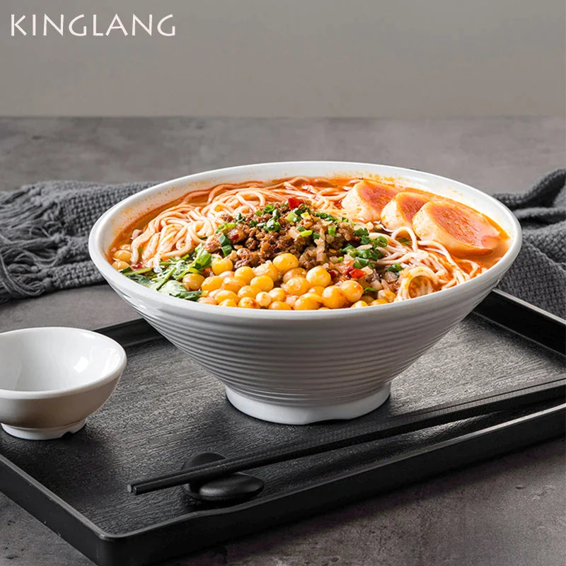 Afralia™ Melamine Ramen Noodle Bowl - White Fast Food Soup Bowl