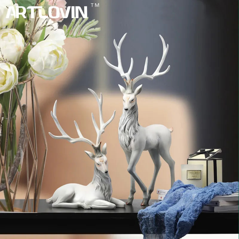 Afralia™ Resin Reindeer Sculpture: High-End Elk Figurine for Luxury Home Decor