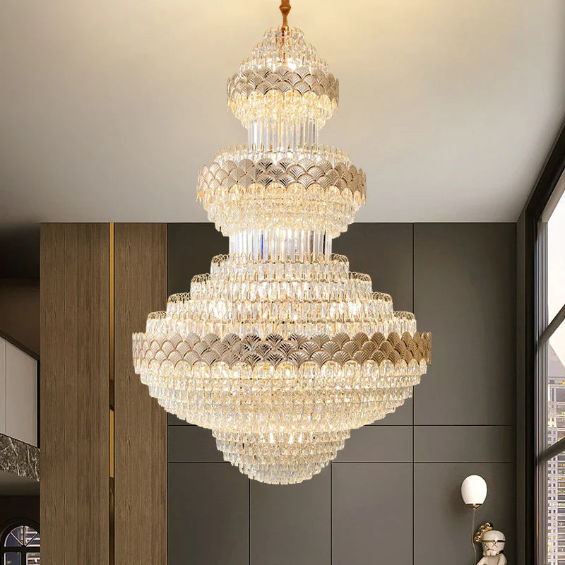 Afralia™ Crystal Chandelier - Modern Duplex Loft Staircase Living Room Lighting