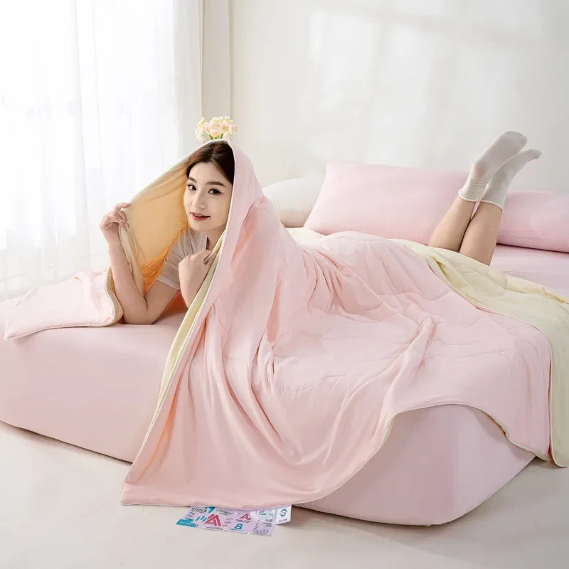Afralia™ Summer Cooling Quilt | Lightweight Cotton Comforter | Breathable & Skin-Friendly Blanket