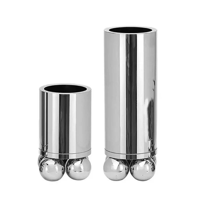 Afralia™ Silver Cylinder Vase Home Decoratinum