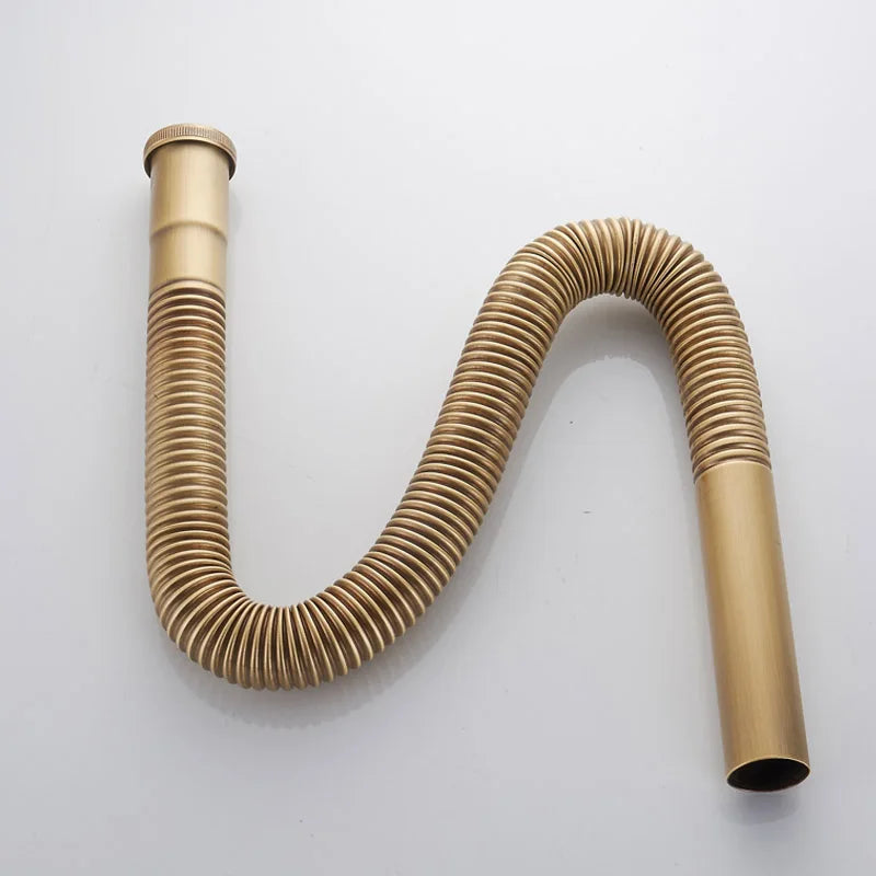 Afralia™ Brass Hose Siphon Sink Drain Water Tube Pipe DN30 Set.