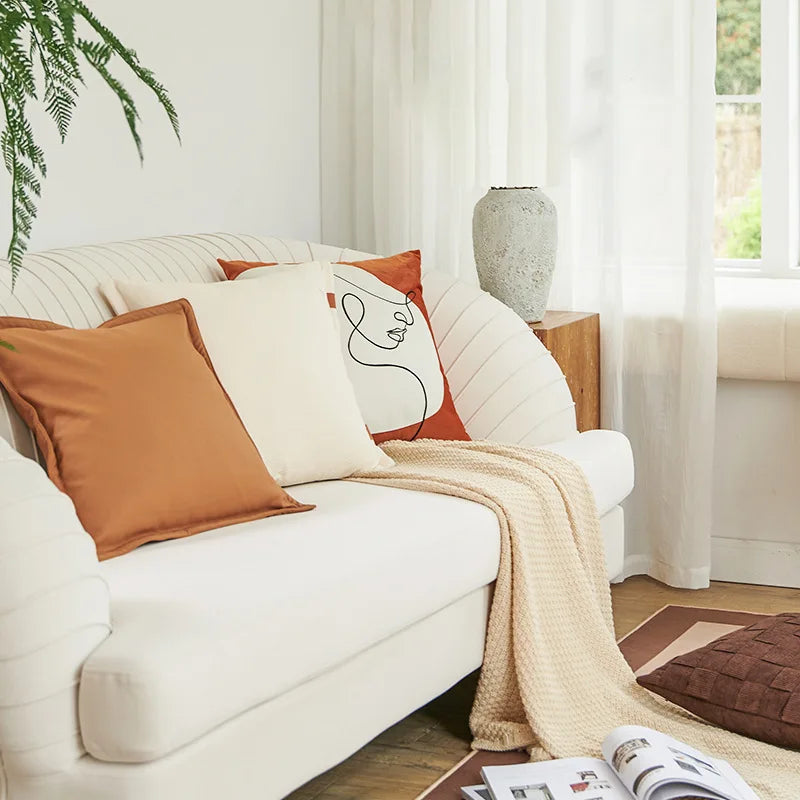Afralia™ Orange Embroidered Cushion Covers, 45X45 - New Home Decor Styles