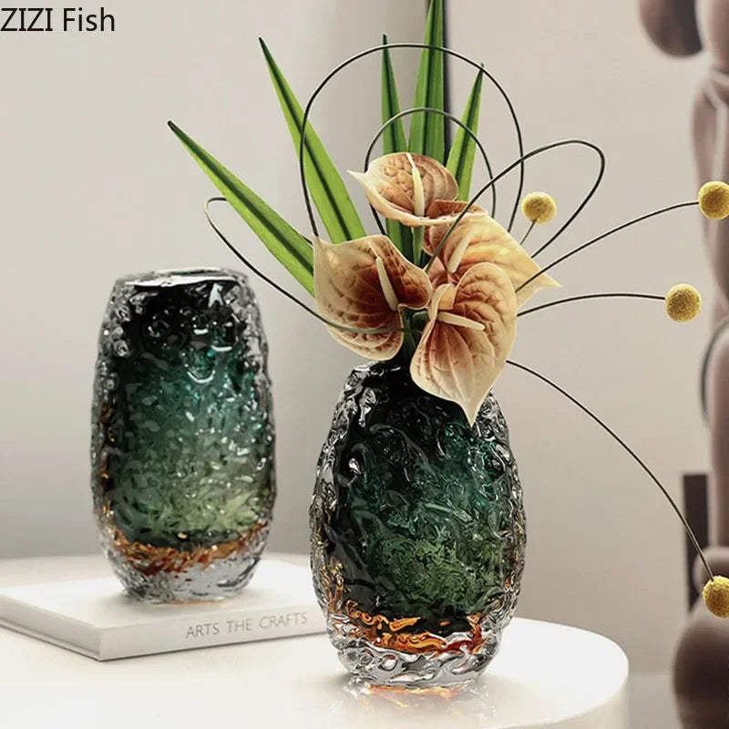 Afralia™ Deep Green Glass Vase: Elegant Hydroponics Floral Table Decoration
