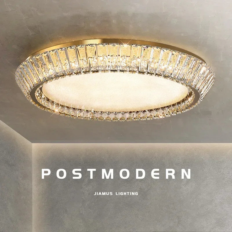 Afralia™ Gold Crystal Glass LED Ceiling Light for Dining Living Room