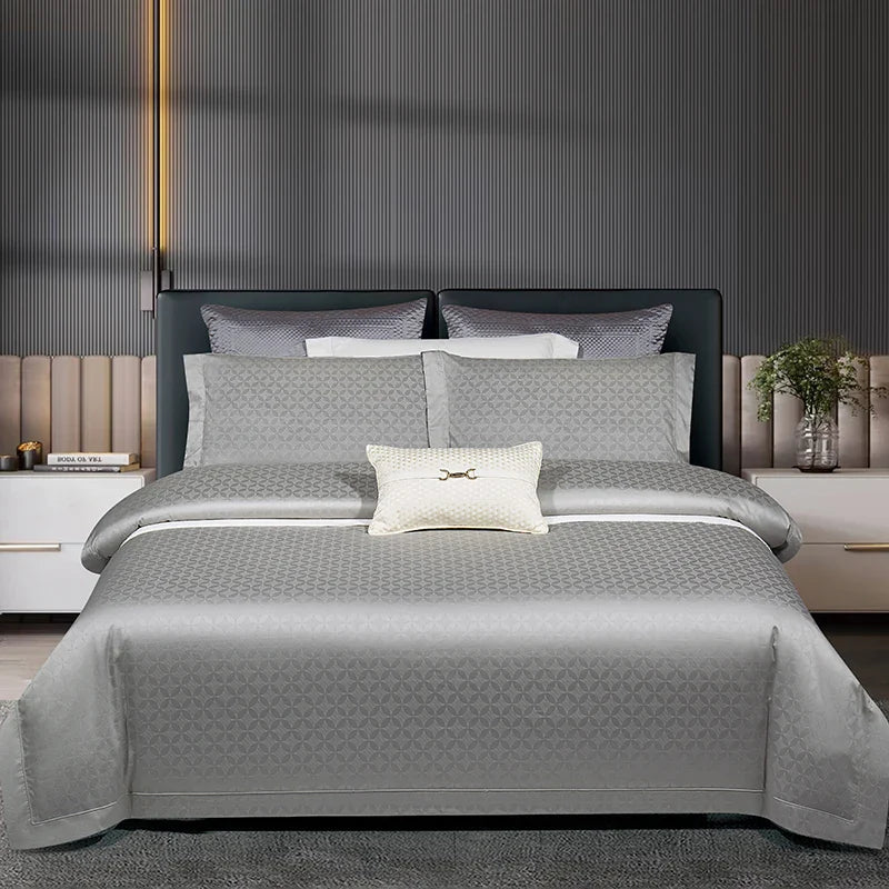 Afralia™ Luxury Egyptian Cotton Jacquard Bedding Set, Silky Soft Queen Size, 1400TC