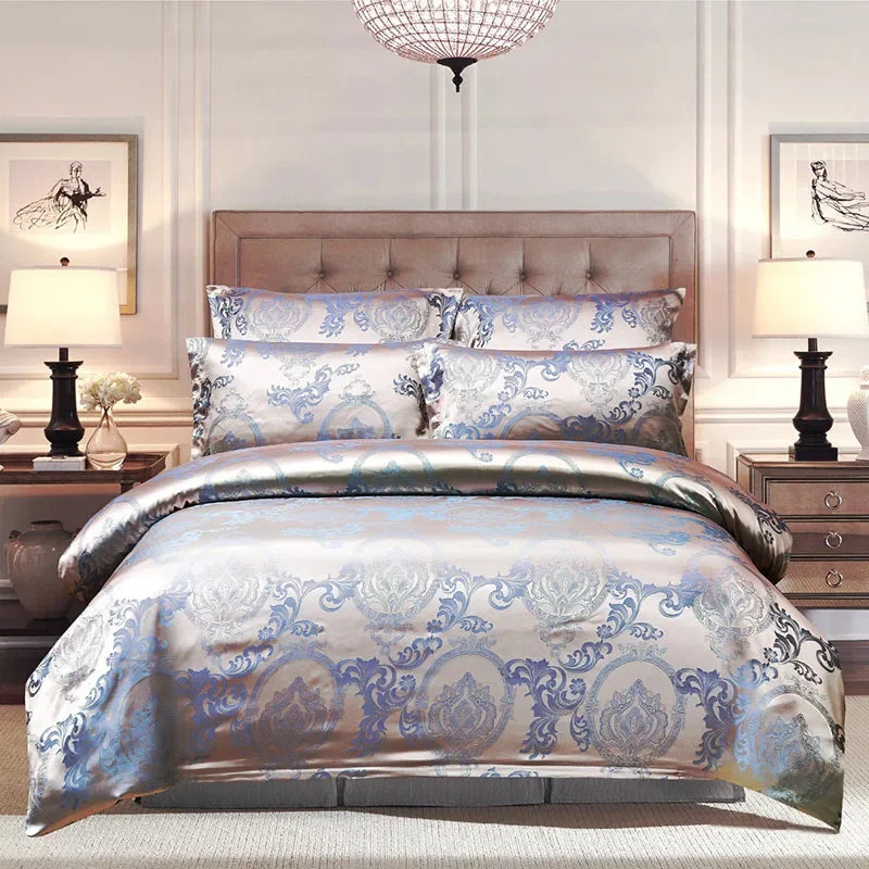 Afralia™ European Satin Jacquard Duvet Cover Set: High Quality, Skin-Friendly Summer Bedding Kit
