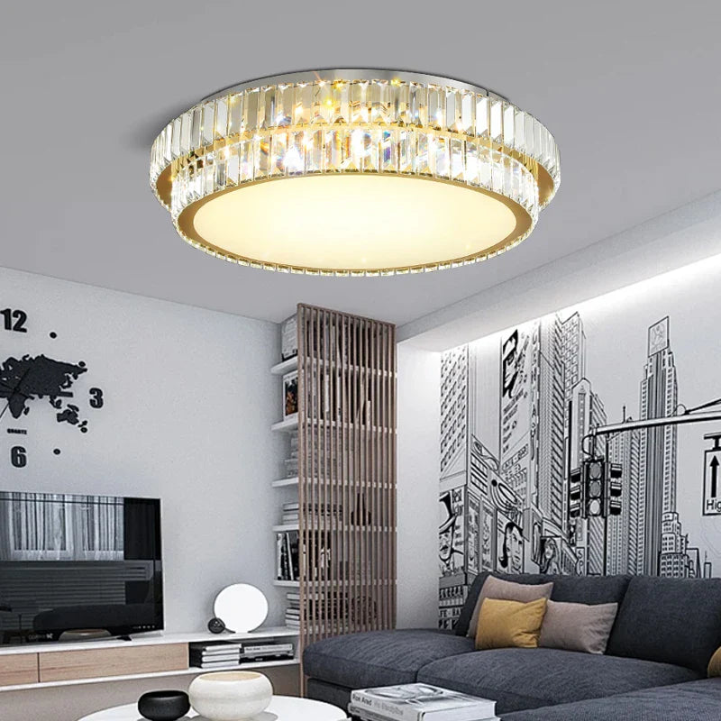 Afralia™ Luxury Crystal Ceiling Light, Modern LED Gold/Silver, Dimmable, Round/Square Design