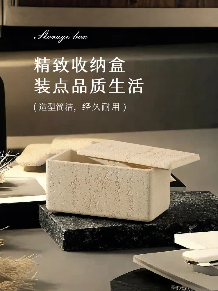 Afralia™ Marble Desktop Storage Box for Home Décor and Organization
