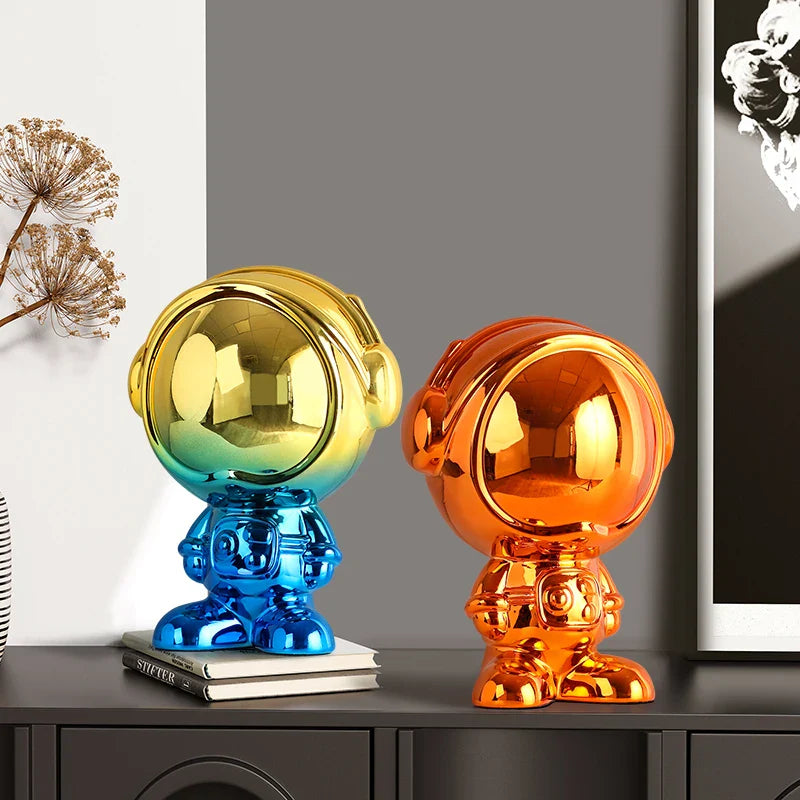 Afralia™ Astronaut Statue Spaceman Sculpture Modern Desktop Decor Figurine Handicraft Gift